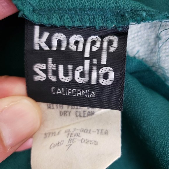 Vintage Knapp Studio Sleeveless Buttoned Halter Neck Dress Emerald Green Size 7 - Picture 9 of 11